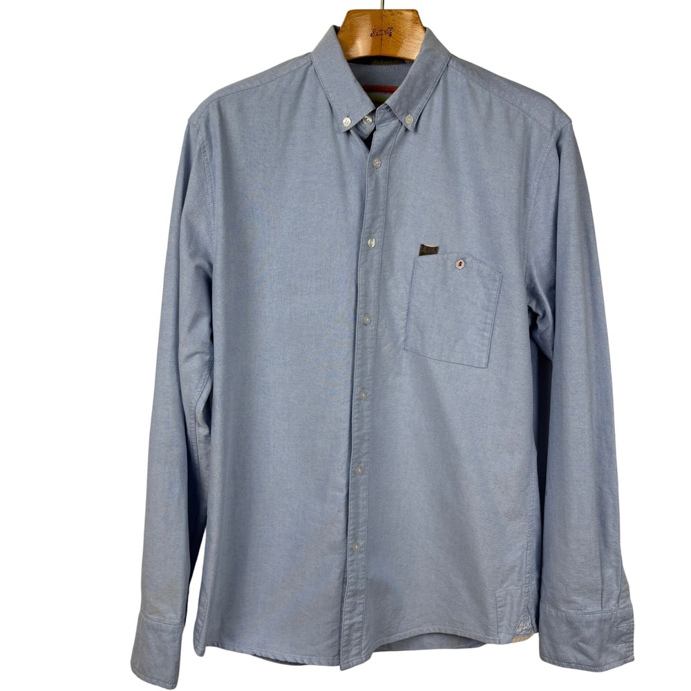 Sludr Cotton Oxford Button Down Shirt‎ Men's Medium Blue Long Sleeve